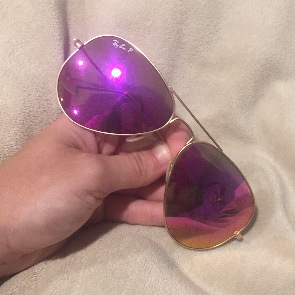 Ray-Ban polarized pink aviator sunglasses